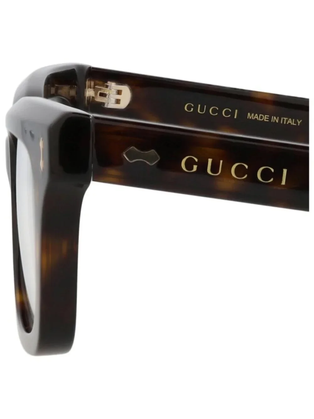 New Gucci Women's Eyeglasses Square Rectangle Recycled Acetate Frame Havana